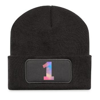 Colorful Number 1 - Recycled Patch Beanie - dark grey - Front