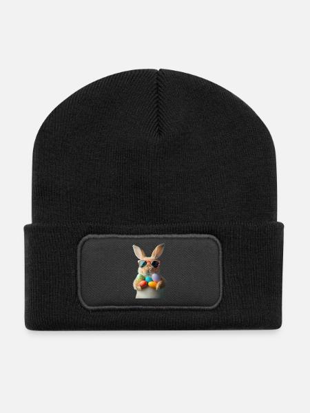 Easter Bunny - Recycled Patch Beanie - black