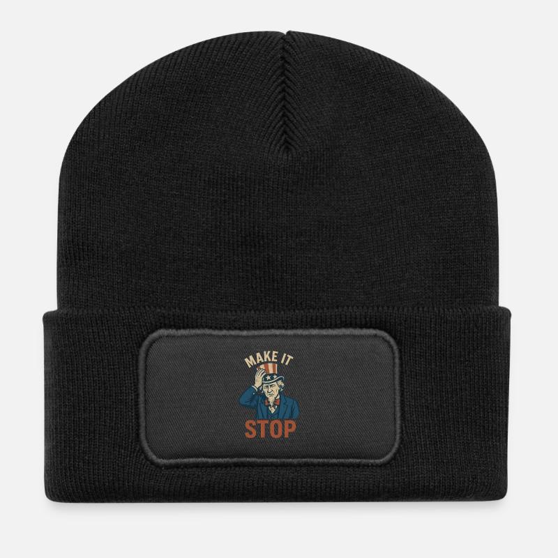 Mach es politisch aufhören - Recycelte Patch Beanie - Schwarz