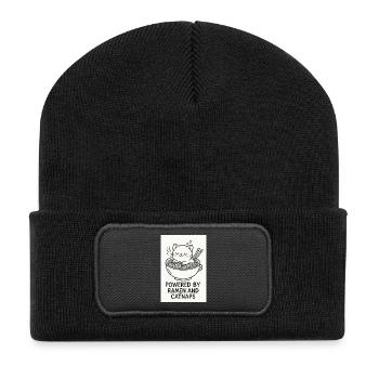 Powered by Ramen and Catnaps - Recycled Patch Beanie - black - Front