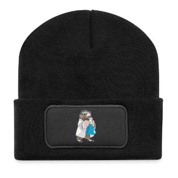 Laboratoire de tubes à essai de science taupe - Beanie recyclé à patch - noir - Devant