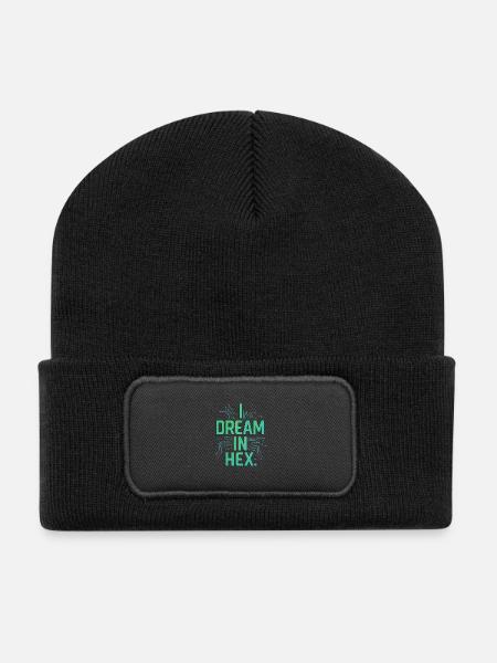 I Dream in Hex – Nerdy Coder T-Shirt für Entwickler - Recycelte Patch Beanie - Schwarz