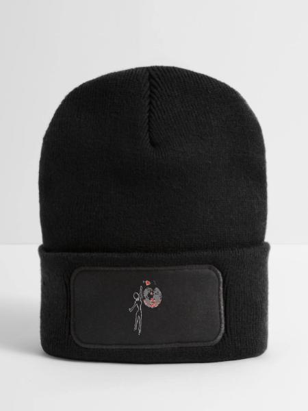 Donnez de l’amour - Beanie recyclé à patch - noir - Devant