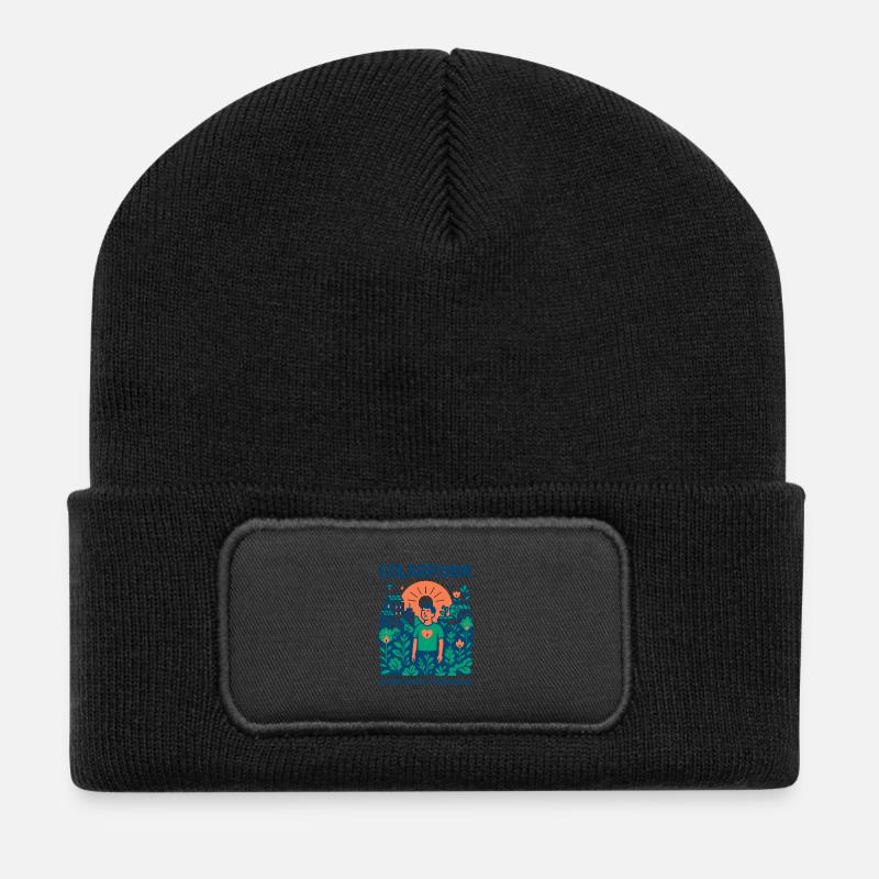 Solarpunk Manifesto - Recycled Patch Beanie - black