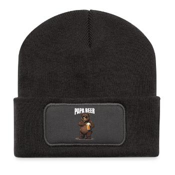 papa bier - Recycelte Patch Beanie - Dunkelgrau - Vorne
