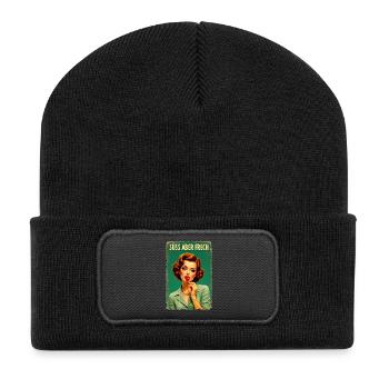 Retro Girl Design - Sucette « mignonne mais coquine » Edit - Beanie recyclé à patch - noir - Devant