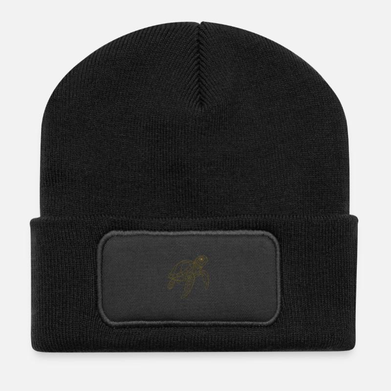 Schlichte filigrane Schildkröte - Recycelte Patch Beanie - Schwarz