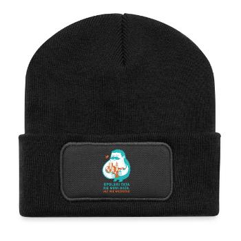 Oppel Papa – er schweigt, aber er weiß alles - Recycelte Patch Beanie - Schwarz - Vorne