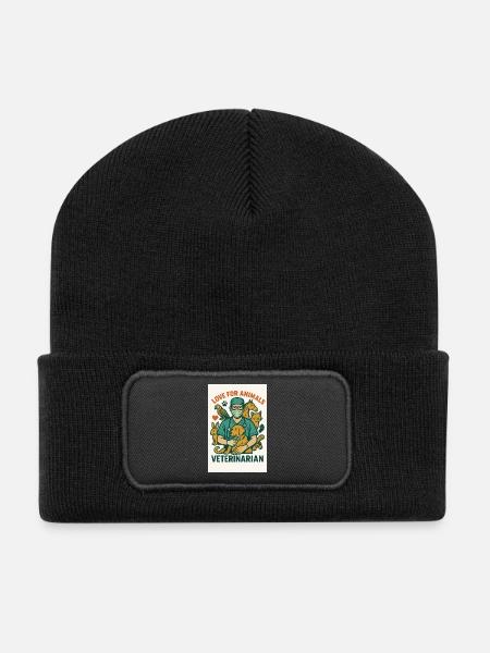 Veterinarian - love for animals - Recycled Patch Beanie - black