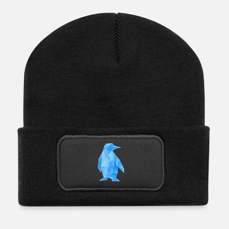 Diamant Pinguin Geometrisches Design - Recycelte Patch Beanie - Schwarz