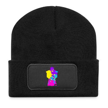 Wasserturm Langeoog bunt - Recycelte Patch Beanie - Schwarz - Vorne