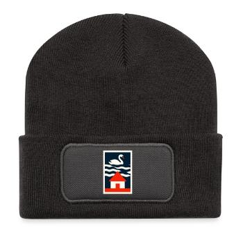Haus am See - Graphik Design Art - Recycelte Patch Beanie - Dunkelgrau - Vorne