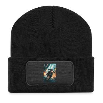 Cyberpunk Motorcycle Chase - Recycled Patch Beanie - black - Front