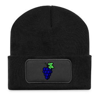 Weintrauben Trauben Obst - Recycelte Patch Beanie - Schwarz - Vorne