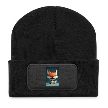 Furious Cartoon Fox Tantrum - Recycled Patch Beanie - black - Front