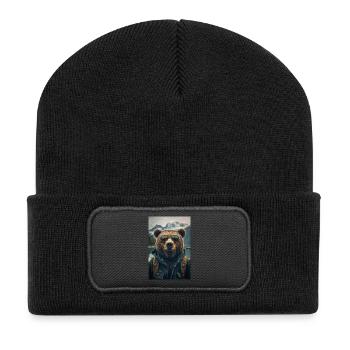 Cool Hiking Bear Explorer - Recycled Patch Beanie - black - Front