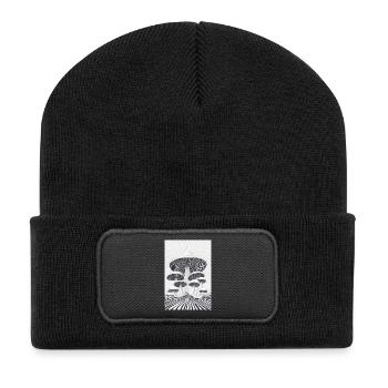 Forêt de champignons optiques - Beanie recyclé à patch - noir - Devant