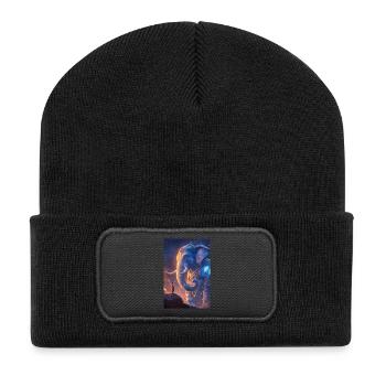 Himmlischer Elefant Wächter - Recycelte Patch Beanie - Schwarz - Vorne