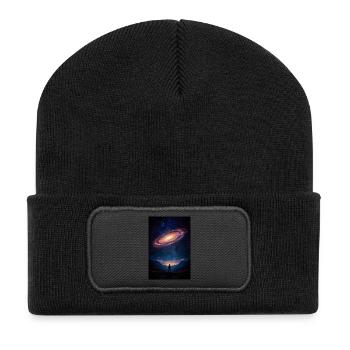 Stargazer Beneath a Cosmic Spiral - Recycled Patch Beanie - black - Front