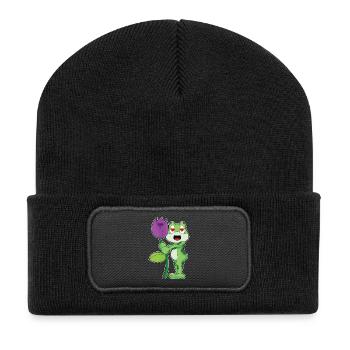 Frosch Blume - Recycelte Patch Beanie - Schwarz - Vorne