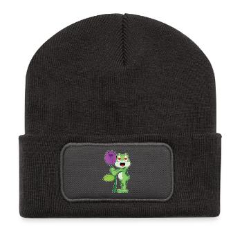 Frosch Blume - Recycelte Patch Beanie - Dunkelgrau - Vorne