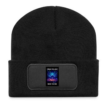 Neon-Festival-Lichtshow - Recycelte Patch Beanie - Schwarz - Vorne