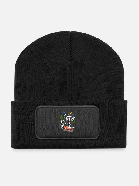 Ribbo on the skateboard - Recycled Patch Beanie - black