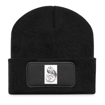 Möwe - Recycelte Patch Beanie - Schwarz - Vorne
