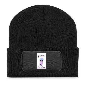 Funny Bubble Tea Illustration - Recycled Patch Beanie - black - Front