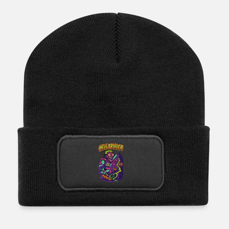 Hell Trailer Abenteuer-Design - Recycelte Patch Beanie - Schwarz