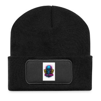 Bold Skull with Crowns Ink Design - Recycled Patch Beanie - black - Front