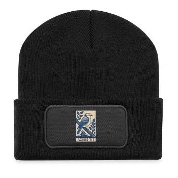 Retro Azure Tit Bird Poster for Birders & Nature L - Recycelte Patch Beanie - Schwarz - Vorne