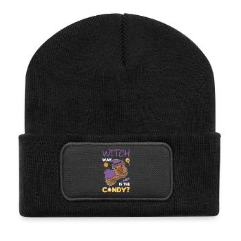 Capybara Hexen Witch way is the candy Happy - Recycled Patch Beanie - black - Front