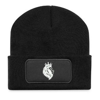Löwe König Krone - Recycled Patch Beanie - black - Front