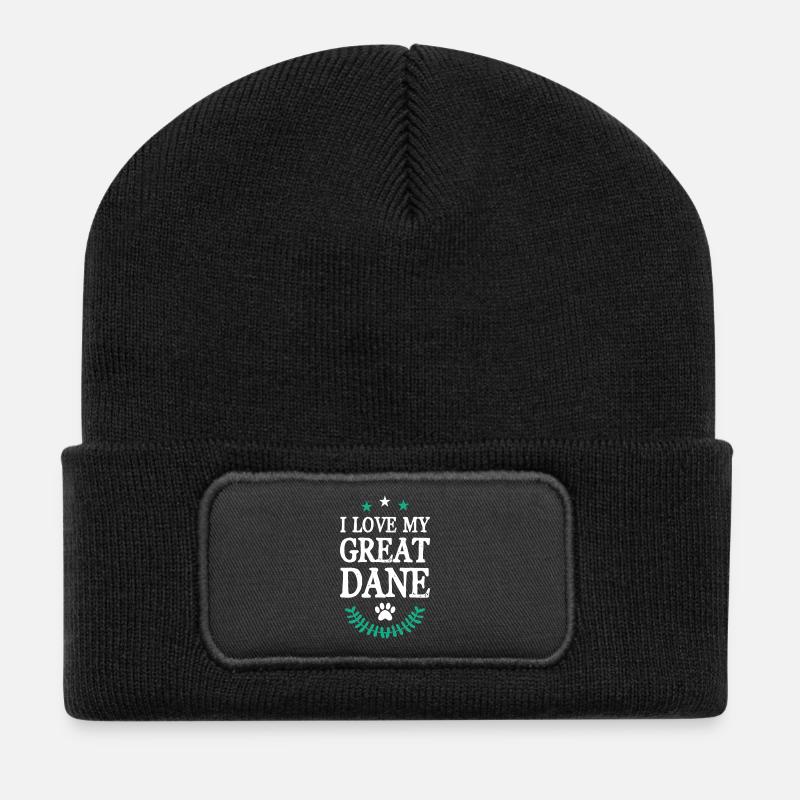 Ich liebe meine Deutsche Dogge - Recycelte Patch Beanie - Schwarz