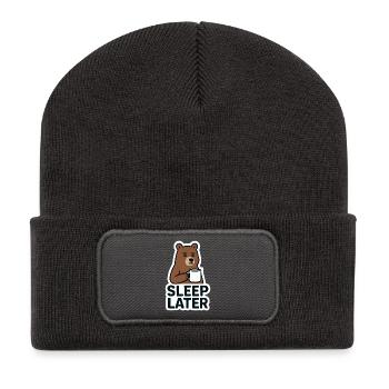 Bear Calm Sleep Later Illustration - Recycled Patch Beanie - dark grey - Front