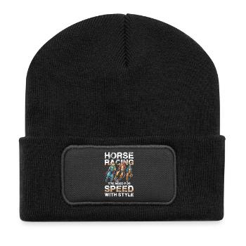  Pferderennen The Need For Speed With Style Jockey - Recycelte Patch Beanie - Schwarz - Vorne