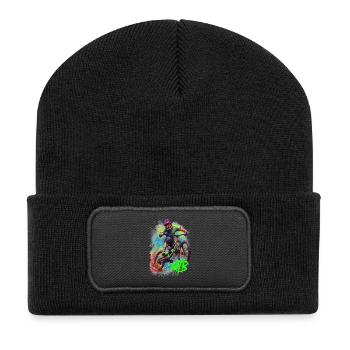 Mountain bike action art - Recycled Patch Beanie - black - Front