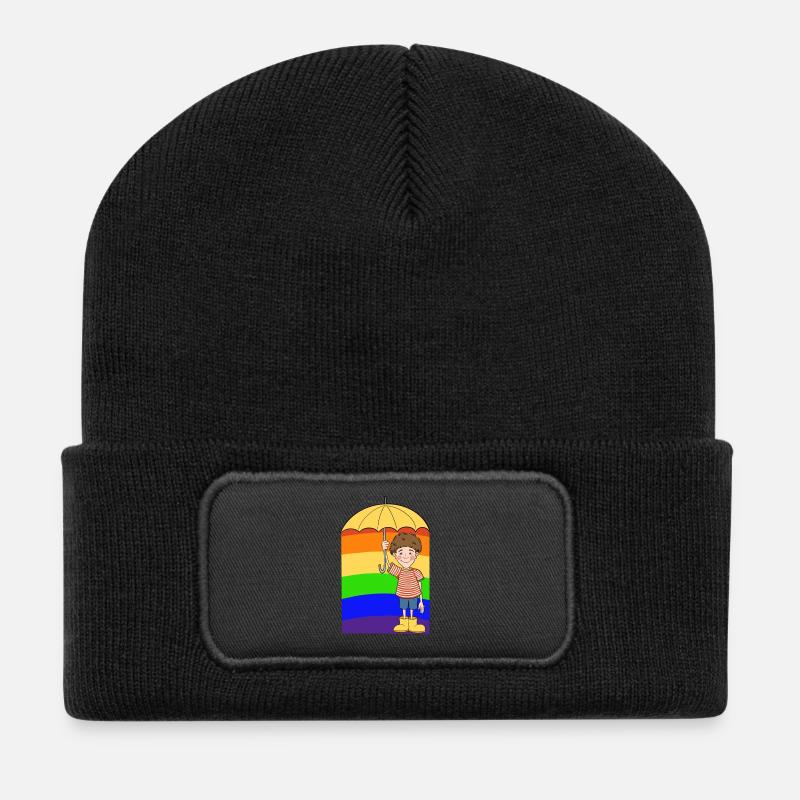 Homme arc-en-ciel - Beanie recyclé à patch - noir