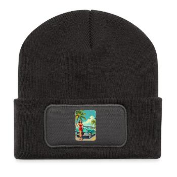 Retro Glamour & Muscle Car R01 - Recycelte Patch Beanie - Dunkelgrau - Vorne