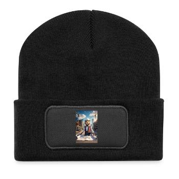 Humanoider Biber-Architekt - Recycelte Patch Beanie - Schwarz - Vorne