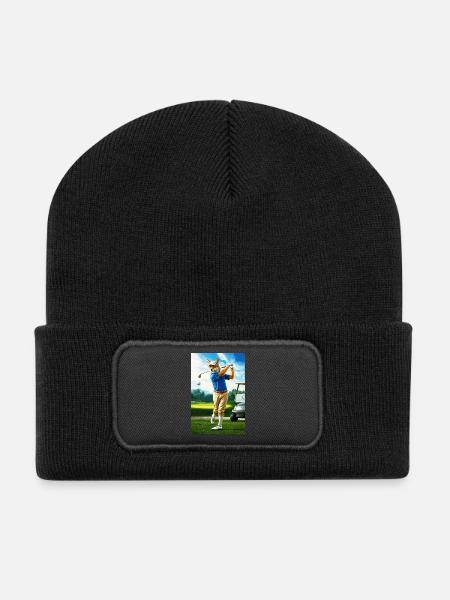 Coyote golfeur humanoïde en action - Beanie recyclé à patch - noir