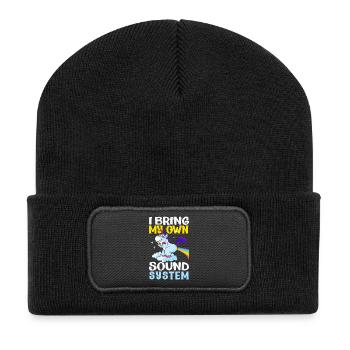 Public Fart Funny Inappropriate - Recycled Patch Beanie - black - Front