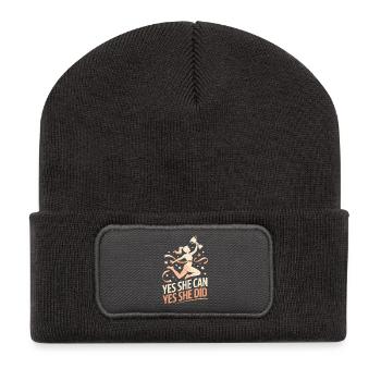  Yes She Can Yes She Did Women Empowerment Women's - Beanie recyclé à patch - charbon - Devant