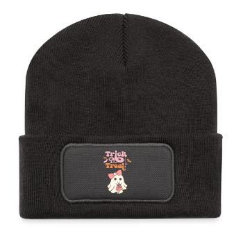 🎃 Trick or Treat – Style 👻🍬 Kawaii - Beanie recyclé à patch - charbon - Devant