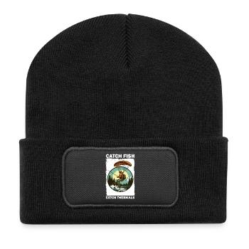 Pêcheur aventureux avec planche d'escalade - Beanie recyclé à patch - noir - Devant