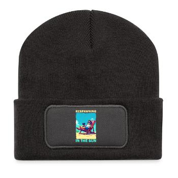 Pixel art plage jeunesse avec des éléments de jeu - Beanie recyclé à patch - charbon - Devant