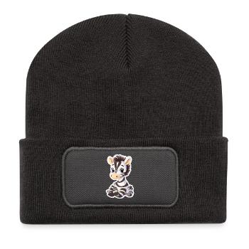 Zebra - Recycelte Patch Beanie - Dunkelgrau - Vorne