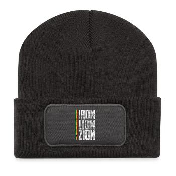 Iron Lion Rastafari Design - Recycelte Patch Beanie - Dunkelgrau - Vorne