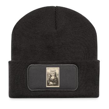 Cat portrait in art style - Recycled Patch Beanie - dark grey - Front